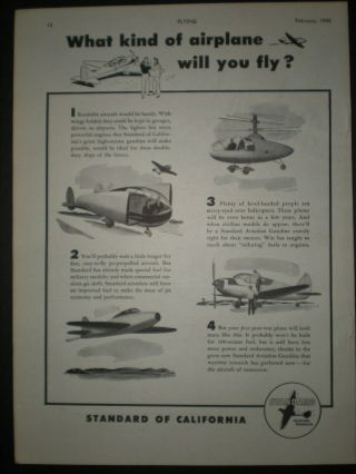 1945 Future Helicopter Futuristic Plane Vtg Standard California Trade Print Ad