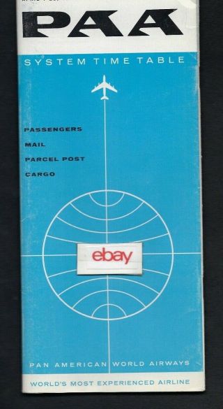 Pan Am System Timetable 4 1 - 25,  1959 707 Jet Clippers - Route Map - Lacsa - Mexicana