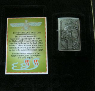 Zippo Lighter Treasures From The Tomb Egyptian Vulture W/pw