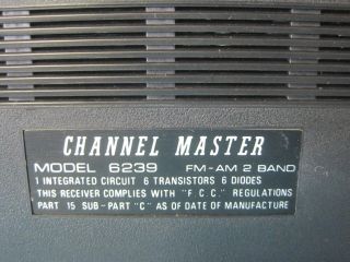 AWESOME VINTAGE CHANNEL MASTER MODEL 6239 FM - AM 2 BAND 6 TRANSISTOR RADIO RARE 6