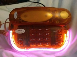 Vintage Neon Light Up Telephone Orange Phone Tabletop