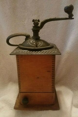 Antique Wood / Cast Iron Coffee Grinder