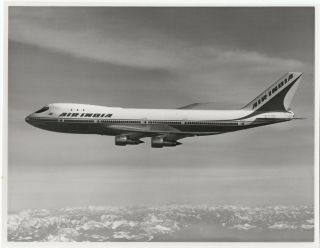 Large Vintage Photo - Air India B747 Vt - Ebd In - Flight