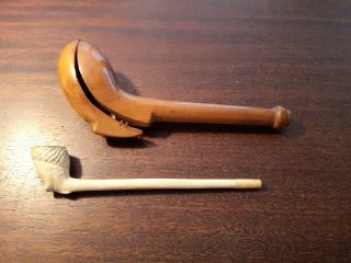 Antique Churchwarden Pipe Box Clay Georgian Case Wooden Travelling Holder