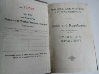 Old Vintage 1928 NORFOLK and WESTERN RAILROAD - Rules and Regulations OPERATING 2