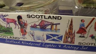 Scotland Windproof Lighter & Ashtray Set Travel Souvenir Vintage UK Smokers 3