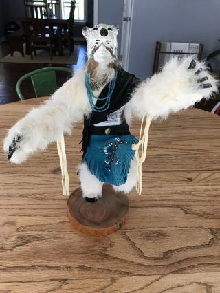 Native American Statue Signed By Artist.  Kachina Doll,  Hand Painted.