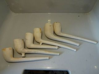Six Plain Clay Tobacco Pipes