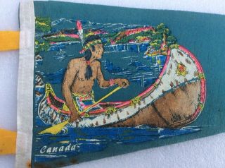 Faquier BC British Columbia Vintage 1950’s 21” Felt Pennant w Indian In Canoe 3