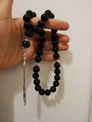 Real Onyx Stone Islamic Prayer 33 Beads Tasbih Misbaha Rosary Tasbeeh 14mm Big