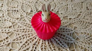 Vintage Celluloid Bunny Rabbit On Basket 4 " In Height