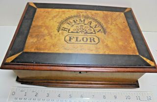Antique Old Vintage H.  Upmann Habana Flor Inlaid Wooden Desk Top Cigar Box A/f