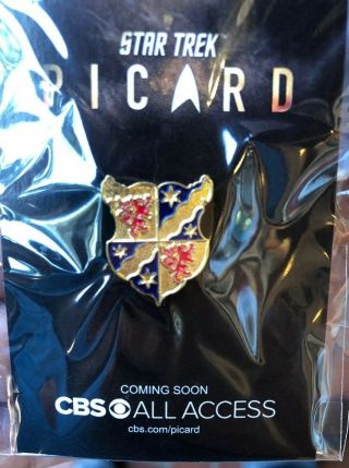 Sdcc 2019 Star Trek: Picard Exclusive Picard Family Crest Pin Pop Up Museum