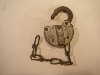 Vintage Adlake Galvanized S.  P.  T.  Co Railroad Signal Lock With Part Of Chain