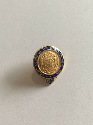 Vintage Masonic Grand Lodge York 50 Years Service Lapel Pin 1/20 10k Gold ^