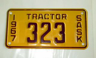 Rare 1967 Saskatchewan Tractor License Plate 323 Kmgeu