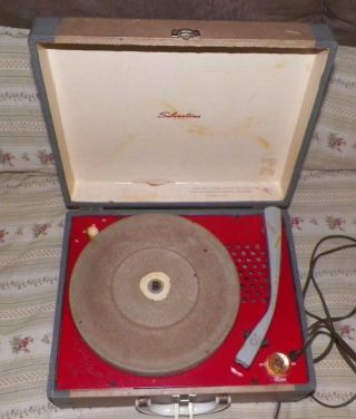 Vintage Silvertone 4 Speed Tube Record Player Model 9232 Phonograph Fsh