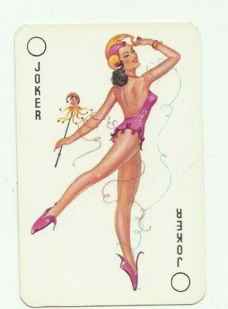 1 Playing Swap Card Risque Lady Pin Up Joker Ballet Jester Lady - 1950 