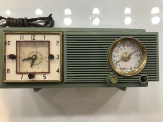 1954 Philco Multi - Wave Model B714x - Vintage Art - Deco Tabletop Clock Tube Radio