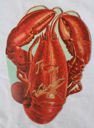 Vintage Raphael Tuck & Sons Lobster Die Cut Fold Great Graphics Valentine Card