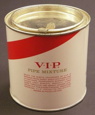 Vintage Vip Pipe Tobacco 7 Oz.  Canister With Easy Pull Tab - 4 1/4 " Dia.  X 4 1/4