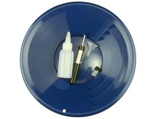1 - 12 " Blue Gold Pan - 5 " Snuffer Bottle - Magnet Tool - Funnel & 1 " Vial