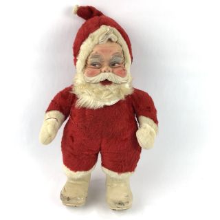 Rushton Santa Doll Plush Rubber Face Boots Distressed Dirty Mid Century Creepy