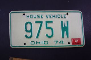 1974 - 75 Vintage Ohio License Plate 975 - W House Vehicle