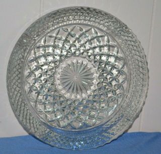 Vintage Cut Glass Ashtray Crystal Large 8 Inch Round Heavy Mid Century