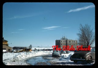 United Airlines Dc - 4 Airplane Chicago Municipal Airport 1947 Kodachrome Slide