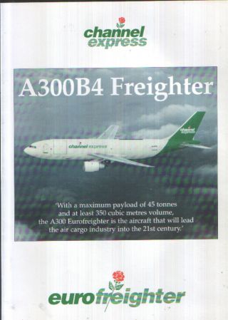 Channel Express Of Bournemouth A300bf Eurofreighter Airline Brochure