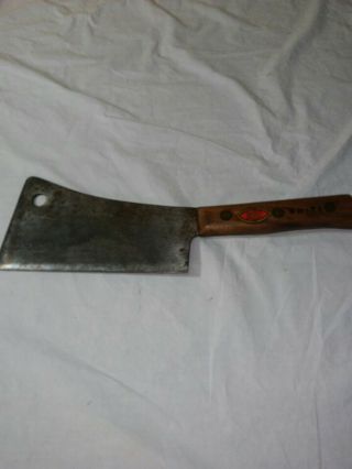 Vtg1837 Antique L & I J White 8 Cleaver - Meat Butcher Kitchen Steel Blade
