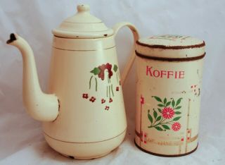 Enamelware Coffee Pot Enamel Ware Tea Pot Water Kettle With Tin Canister