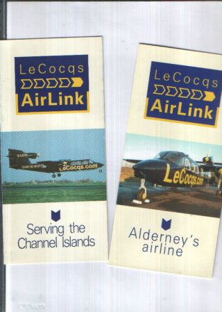 Two Lecocqs Airlink Of Alderney Airline Brochures - Islander & Trislander