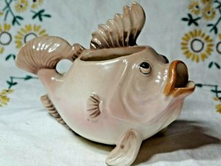 Vintage Florida Souvenir Fish Thames Made In Japan Ceramic Creamer / Toothpick