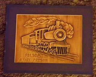 Vintage Folsom State Prison California Copper Train Locomotiv Inmate Art Picture