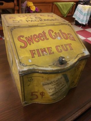 Vintage Sweet Cuba Light Fine Cut Tobacco Store Display Canister Tin