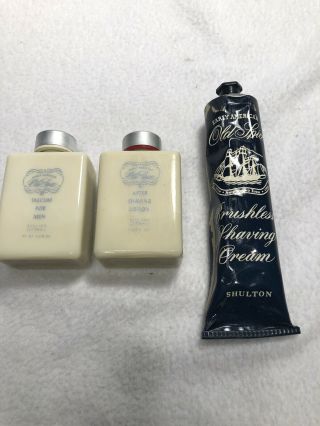 VTG Shulton OLD SPICE Men ' s Brushless Travel Kit Talcum Aftershave Shaving Cream 5