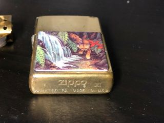 Vintage 1995 XI ZIPPO Solid Brass lighter w/ Matching Brass Insert Lion Safari 2