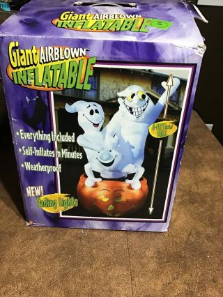 Halloween Totally Ghoul Ghosts & Pumpkin Gemmy Lighted Inflatable Airblown 8 Ft