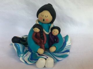 Collectible Native American Gwen Pina Storyteller Polymer Clay Doll Figurine