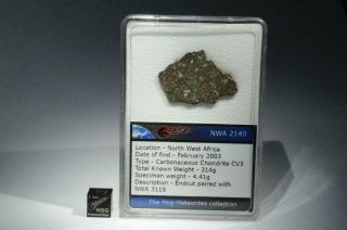 Nwa 2140 Meteorite Full Slice Weighing 4.  41g Carbonaceous Chondrite Cv3