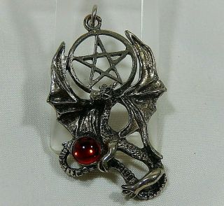 Mystical Winged Dragon Pentagram W/ Ruby Red Orb Jpi 2003 Pendant