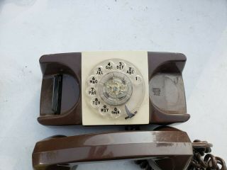 Vintage GTE AE Rotary Dial Phone Brown and Beige 2