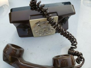Vintage GTE AE Rotary Dial Phone Brown and Beige 4