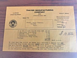 1923 THAYER MANUFACTURING INVOICE 3