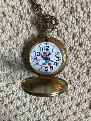 Disney Mickey Mouse Pocket Watch By Colibri Railroad Engineer Train