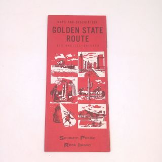 Vintage Southern Pacific Rock Island Railroad Golden State Route Map/description