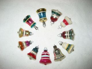 Vintage Christmas Bell Ornaments,  Premier Glass,  Shiny Brite