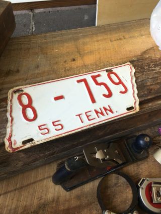 1955 Tennessee State Shape License Plate No Rust